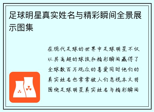 足球明星真实姓名与精彩瞬间全景展示图集